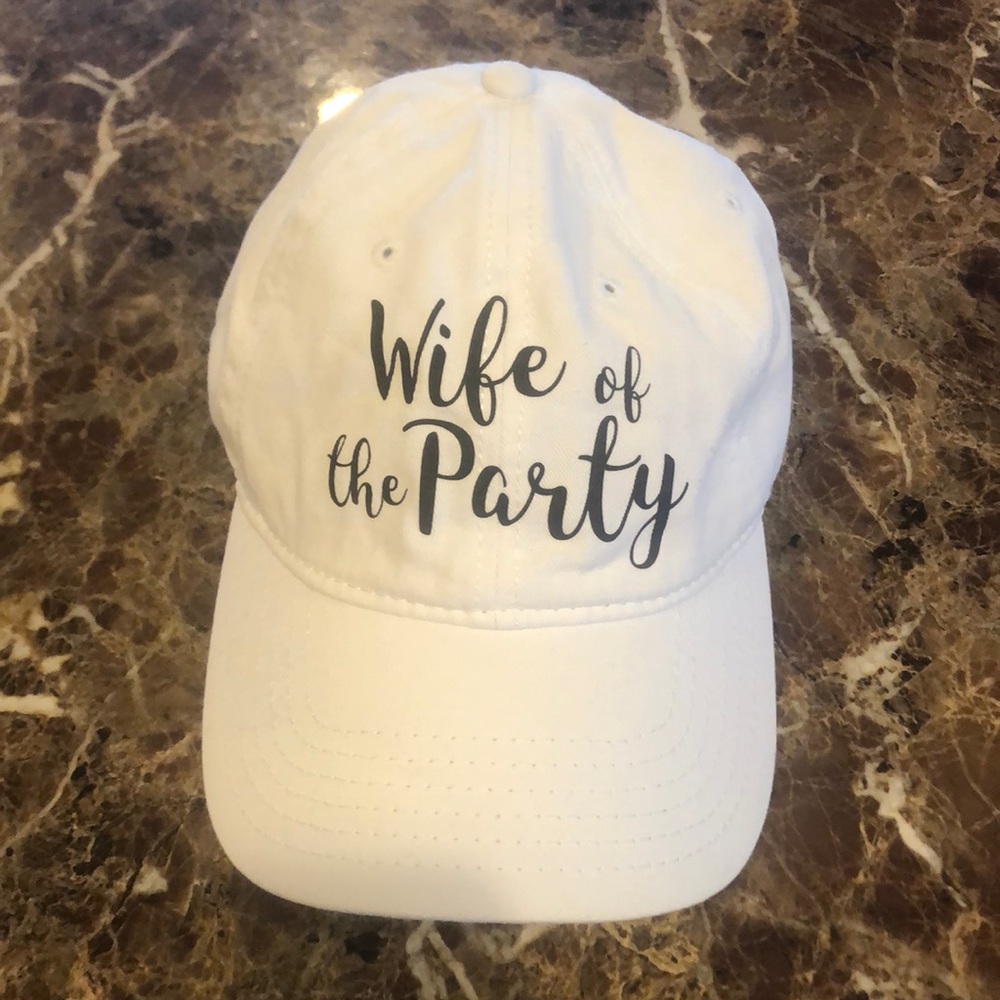 “Wife of the Party” bride/bachelorette white Velcro hat!
